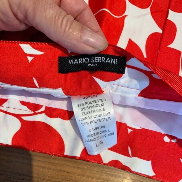 Mario Serrani skirt, red wht floral print, box pleat swing style, EUC ,Italian - Picture 8 of 16